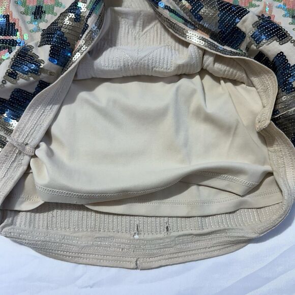 Express Skirt Womens Aztec Print Sequin Mini Size XS Elastic Waist Western Boho - Picture 5 of 8